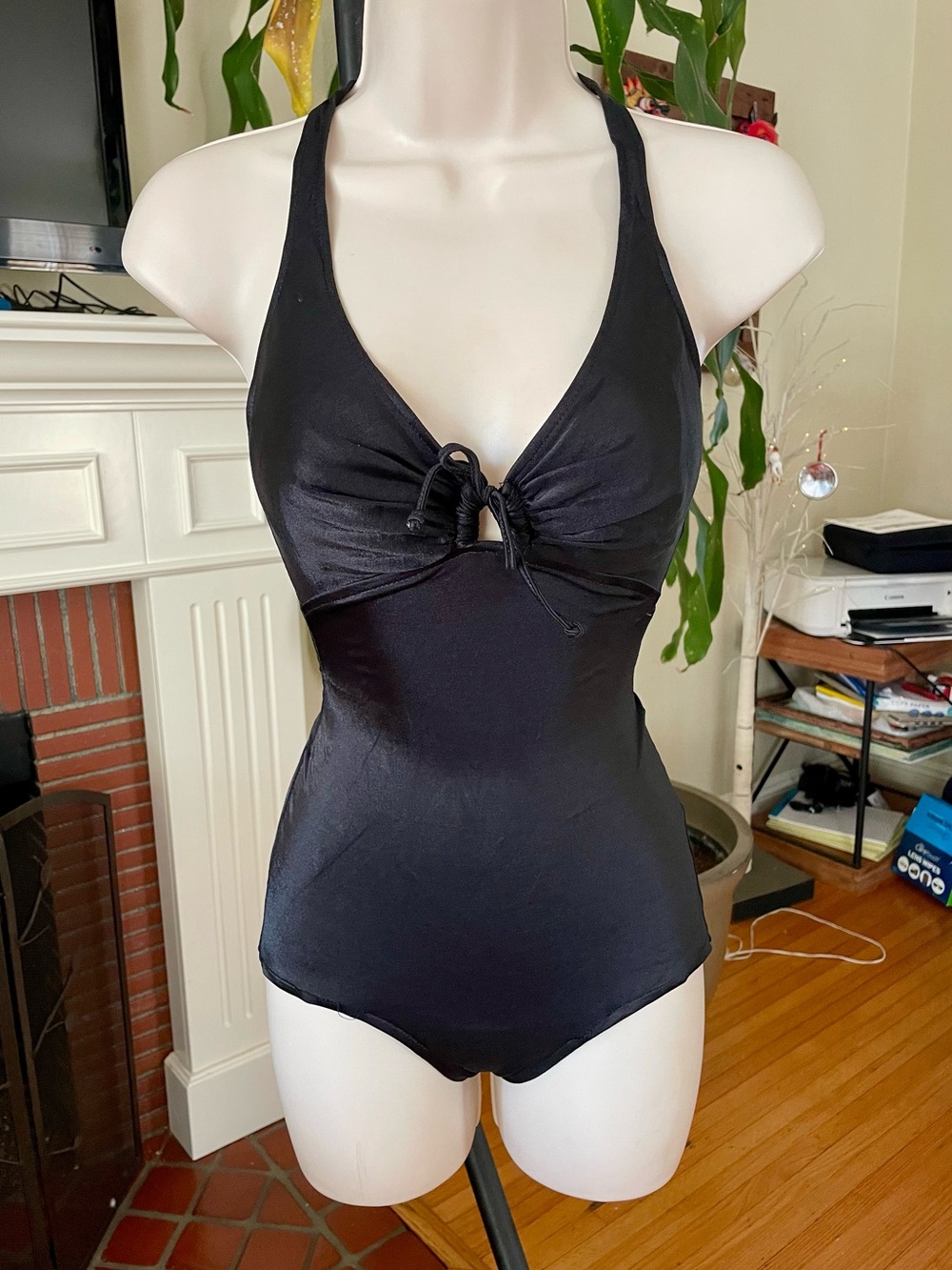 Seascapes Vintage 70’s 80’s Black One-Piece Swimsuit 10 Medium